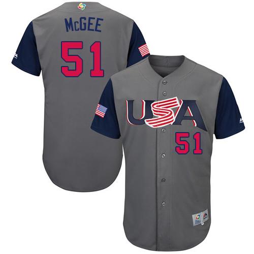 Team USA #51 Jake McGee Gray 2017 World MLB Classic Authentic Stitched Youth MLB Jersey